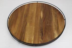 lot 199 image: Healthy Living Lazy Susan Round Wood Turntable - 18 in Diameter - Black Metal Rim