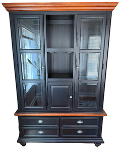 lot 13 image: Salem Creek Shaker Style CabinetHutch - Black & Oak