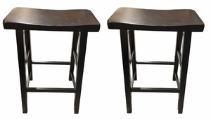 lot 15 image: Pair of Black Saddle Bar Stools
