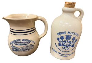 lot 49 image: Stoneware Pitcher of Rushmore, MN & Henry McKenna Kentucky Straight Bourbon Whiskey Jug