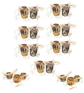 lot 53 image: Autumn Themed Ribbed Glass Jars wTea Light Candle Inserts