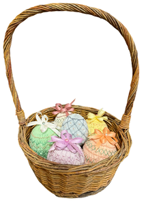 lot 81 image: Handmade Decorative Fabric Easter Eggs & Basket