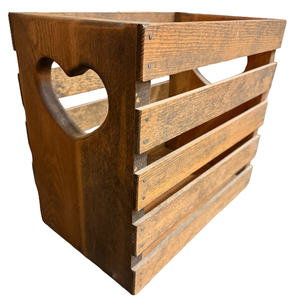 lot 83 image: Solid Wood Decorative Crate w Heart Shaped Cut Outs