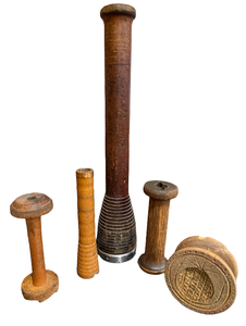 lot 88 image: Wooden Textile Spools & Spindles