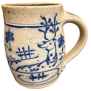 lot 94 image: Salt Glazed Stoneware Stein Featuring A Deer