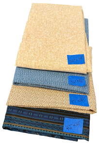 lot 28A image: Neutral Blue & Yellow High Quality Fabrics - 4 Pieces