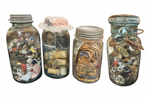 lot 4 image: Vintage Jars Full of Sewing Notions