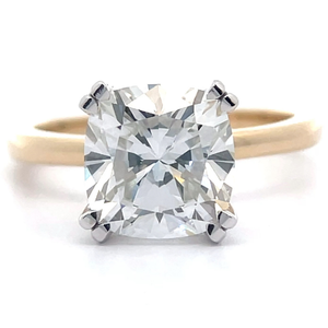 lot 3 image: 3.08 Carat Diamond Square Cushion Brilliant Solitaire Ring in 14k Gold w Report VIDEO