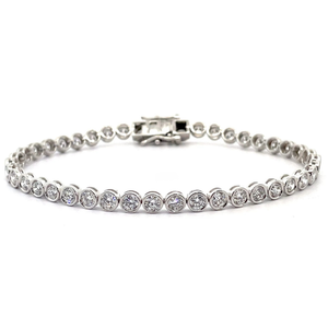 lot 5 image: 5 Carat Diamond Bezel Link Tennis Chain Bracelet in 14k White Gold Retail $8,495 VIDEO