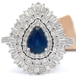 lot 10 image: EFFY 1.15 Carat Natural Sapphire & Diamond Pear Ballerina Ring in 14k Gold Retail $6,424 VIDEO
