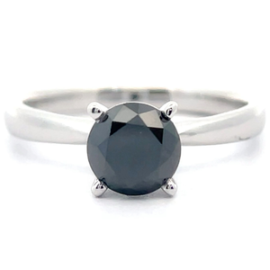 lot 13 image: 1 Carat Fancy Black Diamond Solitaire Ring in 14k White Gold Retail $1,745 VIDEO
