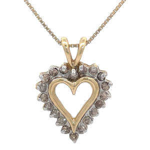 lot 26 image: Estate Natural Diamond Open Heart Halo Pendant in Yellow Gold VIDEO