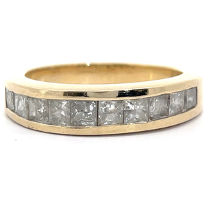 lot 34 image: Estate Princess Natural Diamond Channel Ring in Yellow Gold VIDEO