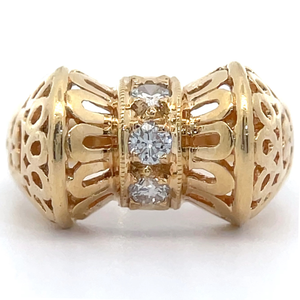 lot 37 image: Natural Diamond Pinched Briolette Bow Estate Ring in 14k Gold VIDEO