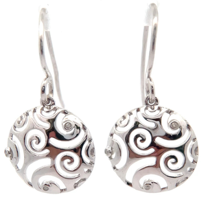lot 50 image: Natural Diamond Swirling Artistic Medallion Drop Earrings Retail $85 VIDEO