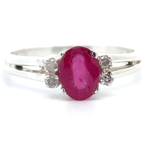 lot 57 image: Natural Ruby & Natural Diamond Split Shank Ring VIDEO