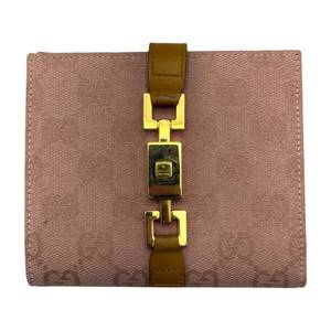 lot 31C image: Gucci Pink GG Canvas Jackie Wallet with Gold Hardware Pre-Owned Retail $650