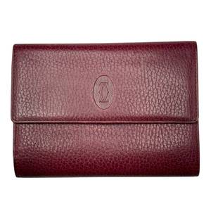 lot 46C image: Cartier Burgundy Leather Must de Cartier Wallet Pre-Owned Retail $750
