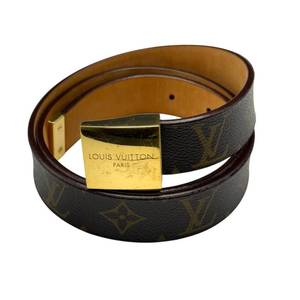 lot 58 image: Louis Vuitton Monogram Canvas Belt with Gold Buckle  Size 110cm Pre-Owned Retail $650