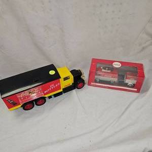 lot 201 image: Coca Cola Clock Truck and 145 Scale 1960 Delivery Van