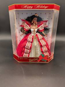 lot 9 image: Barbie Happy Holidays Special Edition 10th Anniversary - Red & White Lace Gown (Box)