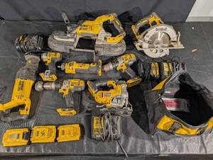 lot 35 image: DEWALT XR 20V MAX Cordless Tool Bundle w Batteries & Charger