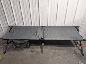 lot 45 image: Camping Cot Folding Bed - Portable Gray Outdoor Cot with Mesh Pocket