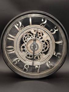 lot 206 image: Skeleton Gear Wall Clock - Large 24in Exposed Gearwork Face