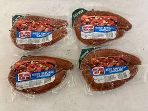 lot 195 image: E. 4x 12oz Hillshire Farm Beef Smoked Sausage