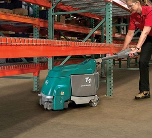 MSRP $6,000 Tennant T1 Walk-Behind Floor Scrubber, Compact Commercial Floor Cleaning Machine, Corded Electric, Only 143 Hours, Ideal for Office, Warehouse &amp; Retail! Handle Folds Down For Compact Storage! Trusted Tennant Quality Works Excellent!&nbsp;