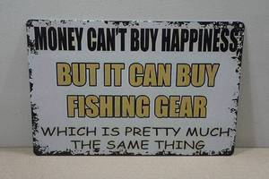 lot 148 image: Novelty Metal Sign - Money Cant Buy Happiness