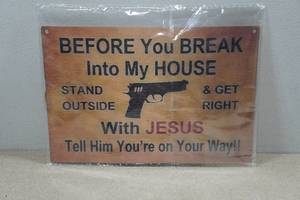 lot 151 image: Wooden Warning Sign