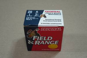 lot 287 image: 25 Federal Field & Range 20 Gauge 2-34 6 Shot Shotshells