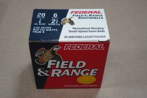 lot 289 image: 25 Federal Field & Range 20 Gauge 2-34 6 Shot Shotshells