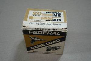 lot 291 image: 25 Federal Game Load 20 Gauge 2-34 8 Shot Shotshells