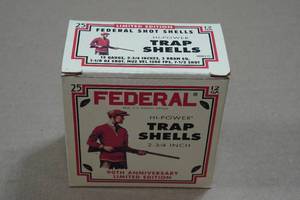 lot 319 image: 25 Federal Anniversary Edition 12 Gauge 2-34 7.5 Shot Shotshells