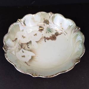 Porcelain Floral Bowl, Scalloped Rim, 9-inch Diameter- Made in Germany