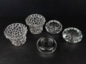 Bubble Glass Candle Holders - 2 Matching Pairs & 1 Single