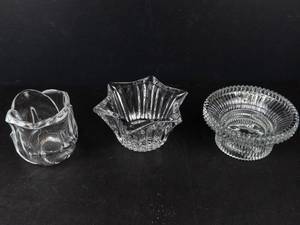 Clear Glass Candle Holders - 3 Unique, Non-Matching Pieces
