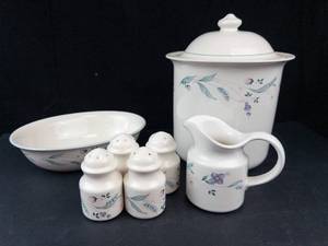 Pfaltzgraff Floral Canister Set with Lid, Creamer, Bowl & 4 Salt & Pepper Shakers
