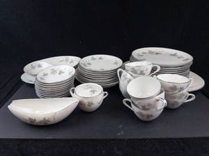 Sango Claire Fine China Dinnerware Set - 42-Piece, 10 Teacups, 18 Plates, Gravy Boat, Platter