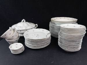 Imperial Floral Dinnerware Set - Porcelain with Pink Roses (Saucers, Plates, Cups, Bowls)