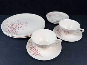 Edwin Knowles Lacquer Blossom Dinnerware Set - 13-Piece, 2 Teacups, 8 Saucers, 3 Plates