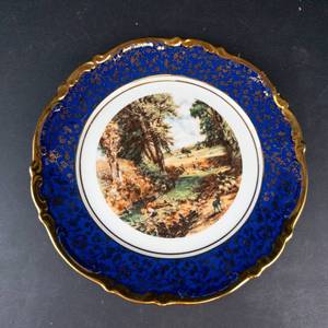 J.K. Bavaria Plate - Scenic Transfer, Deep Blue Rim - Western Germany