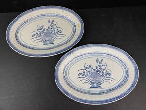 Blue & White Floral Plates (Lot of 2)
