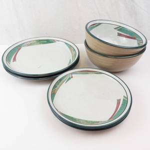 Noritake New West Stoneware 8696 Pattern Dishes - 2 Bowls, 2 Mugs, 4 Plates
