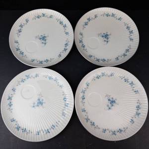 Vintage Luncheon Snack Plates - Made in Japan, Blue Floral Pattern, Set of 4