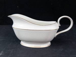 Lenox Porcelain Creamer - Embossed Leaf Pattern & Gold Trim