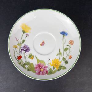 Denby Floral Tea Saucers - 6-Piece Set, Fine China Portugal, 1974 Tabletop Designs