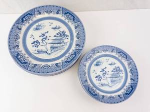 Emeralda Blue & White Plates Set - 6 Large, 6 Small (12 Pieces)